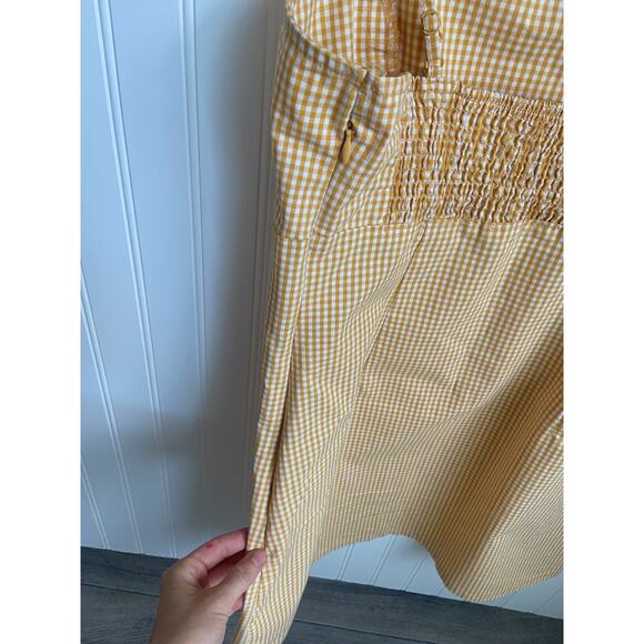 Garage Yellow Gingham Mini Dress Women's Medium Checkered Skater Picnic - Picture 3 of 6